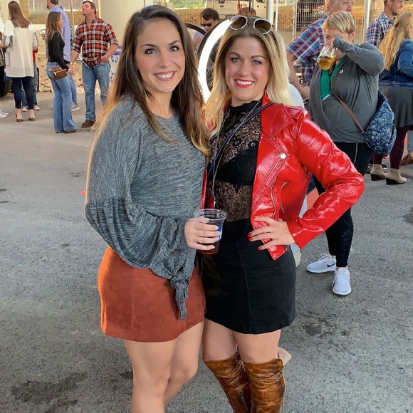 REASONABLE OFFERS OKAY- RED FAUX LEATHER JACKET - Picture 1 of 7